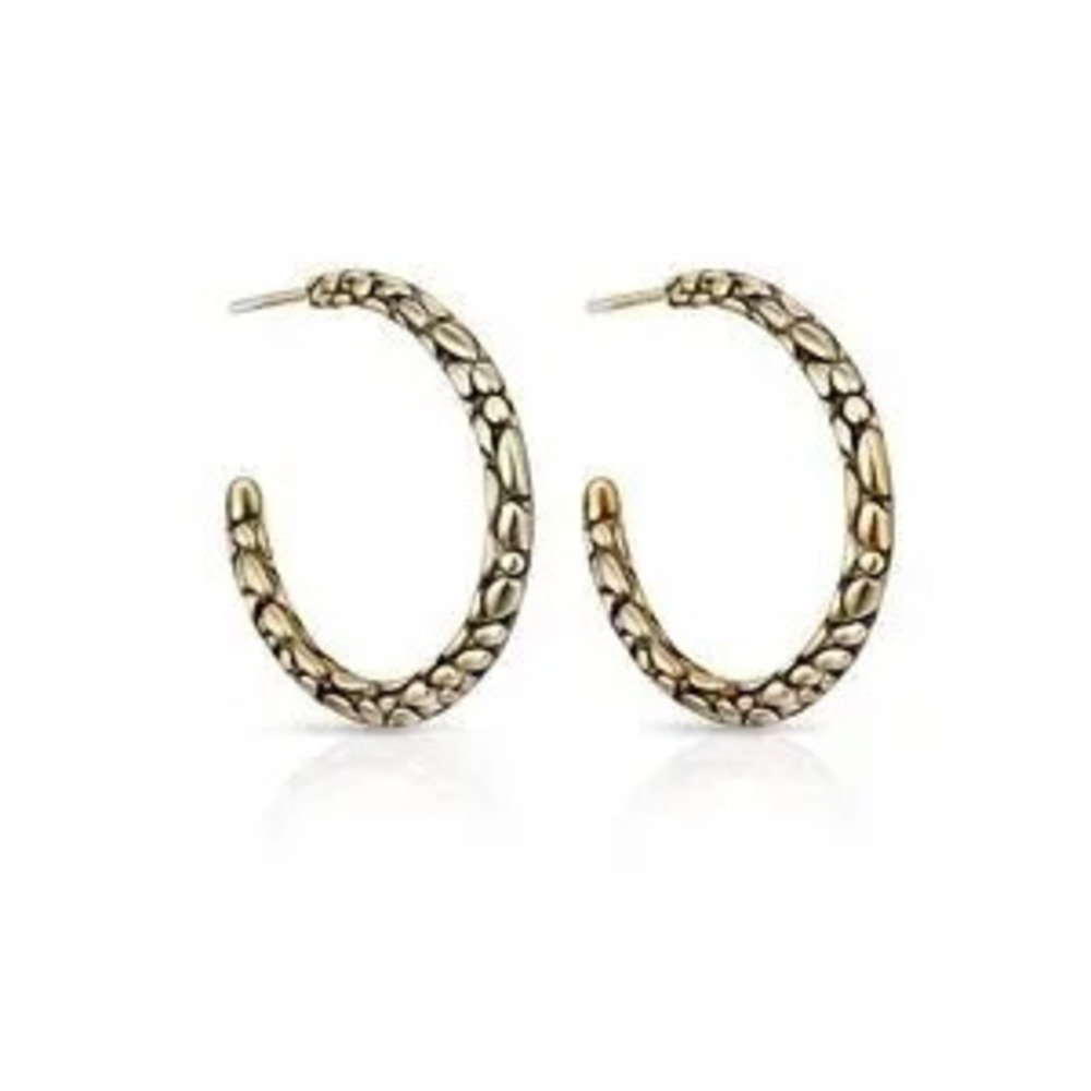 ?? Reptile Textured Gold Hoop Earrings